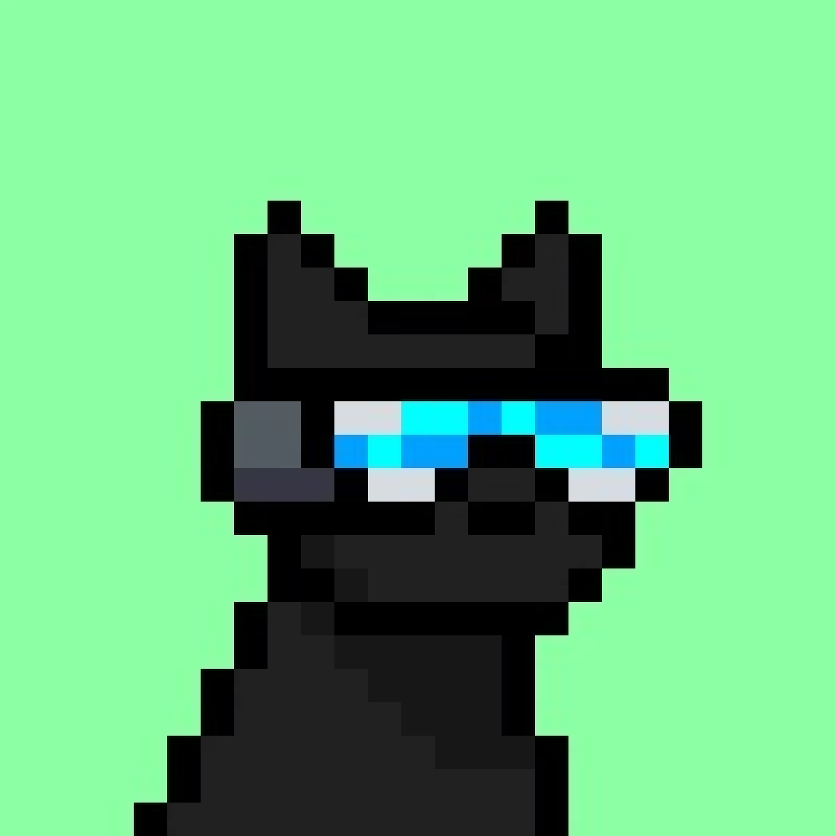 Rahat Irtaza (Rahat.eth) profile picture: a pixel-art black cat with blue visor glasses